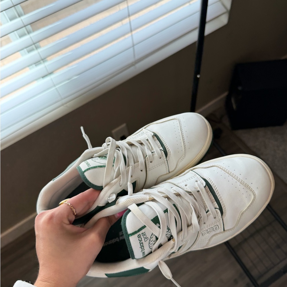 New Balance 550 Men's White and Green Leather golf  shoes